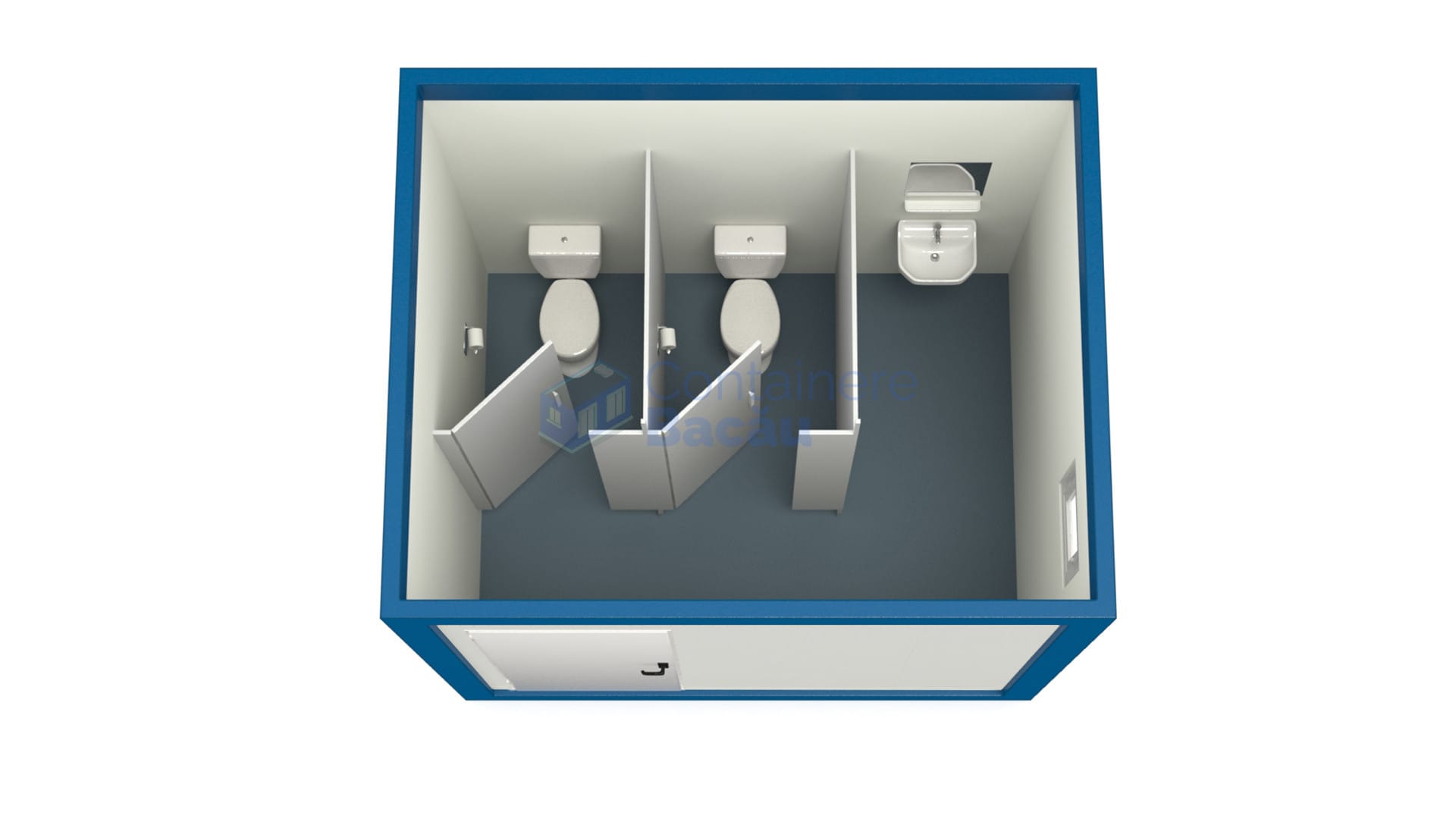 container sanitar bacau 3metri 2wc albastru