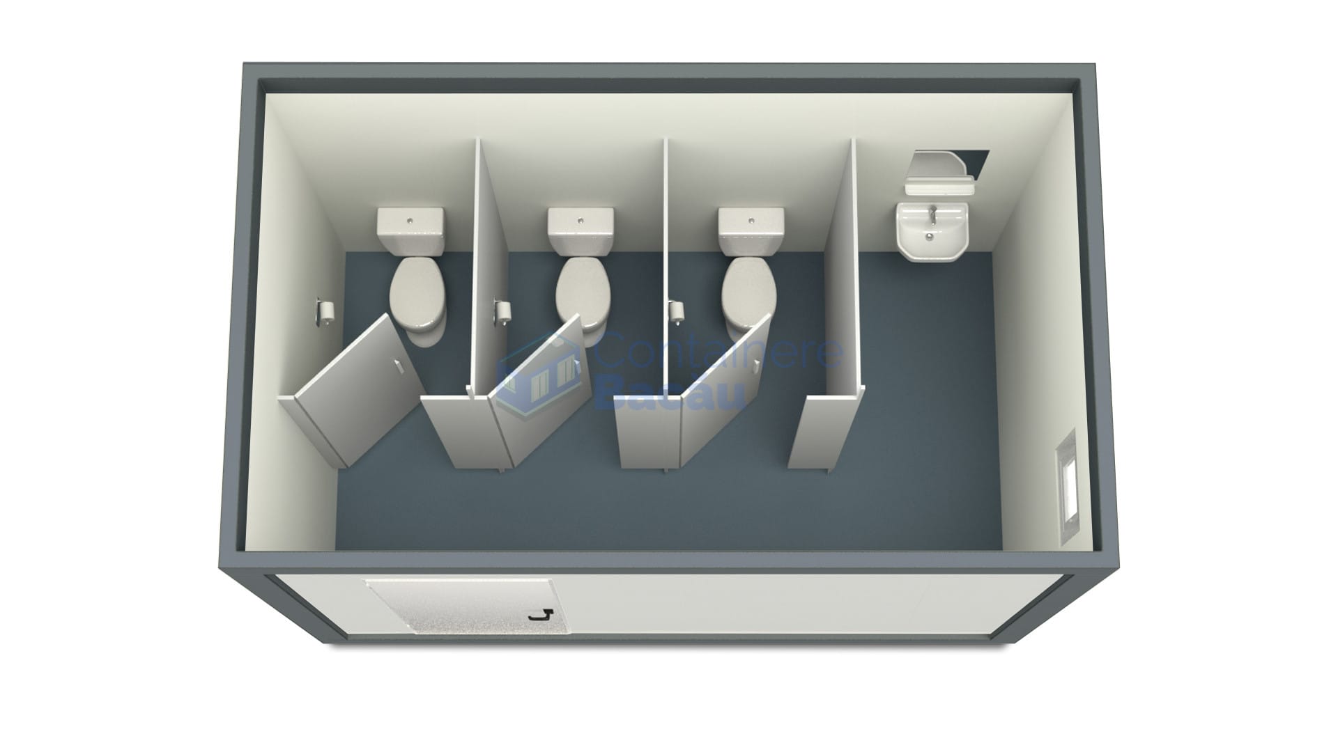 container sanitar bacau 4metri 3wc gri