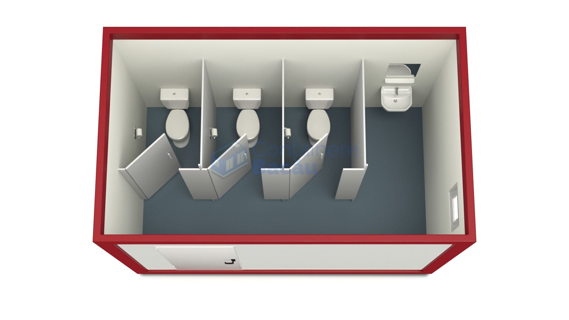 container sanitar bacau 4metri 3wc rosu