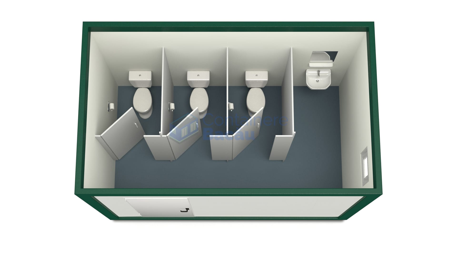 container sanitar bacau 4metri 3wc verde